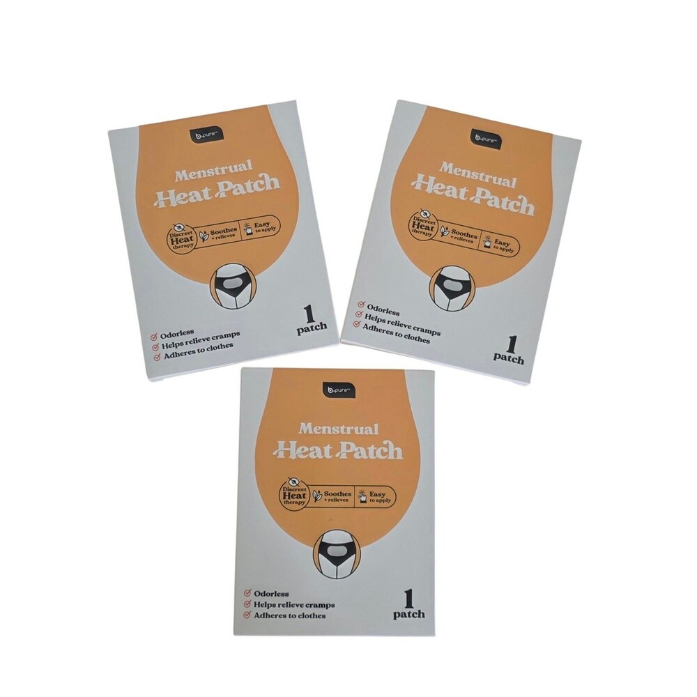 B•Pure Menstrual Heat Patch Heat Therapy, Soothes & Relieves Cramps. Lot Of 3